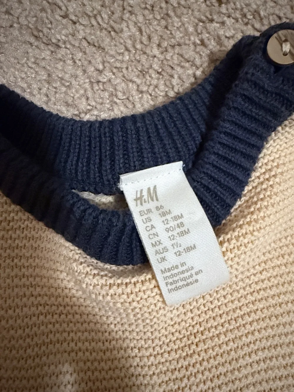 H&M Colorblock Knit Sweater - Cream, Brown, Teal & Navy